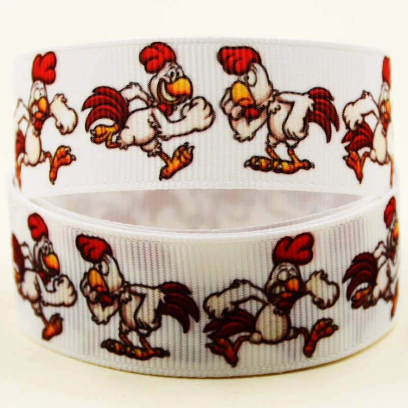 22mm 25mm 38mm 75mm Chicken cartoon printed Grosgrain Ribbon party decoration 10 Yards satin ribbons