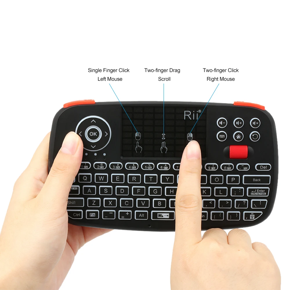 Mini teclado sem fio BT com mouse de ar retroiluminado para Windows, Rii i4, 2.4G, russo, inglês, Espanha, Android