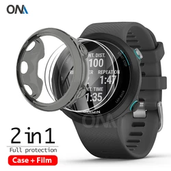 2 + 1 Tấm Bảo Vệ Ốp Lưng + Tấm Bảo Vệ Màn Hình Cho Garmin Bơi 2 Smart Watch TPU Bảo Vệ Vỏ Kính Cường Lực bộ Phim