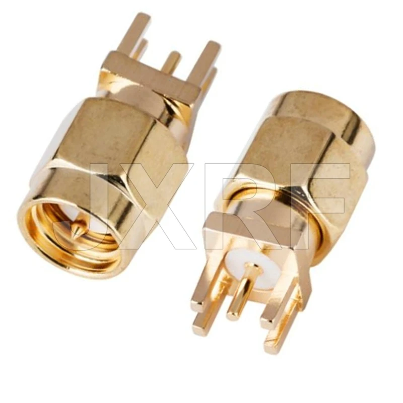 10 Stück SMA-Buchse Steckeradapter mit Lötanschluss für PCB, gerade und rechtwinklig, HF-Kupfer-Steckverbinder