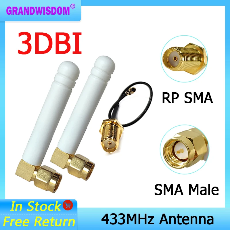 

GRANDWISDOM 433 МГц Антенна 3dbi sma штекер lora антенна iot модуль lorawan антенна ipex 1 SMA Гнездовой Удлинительный кабель