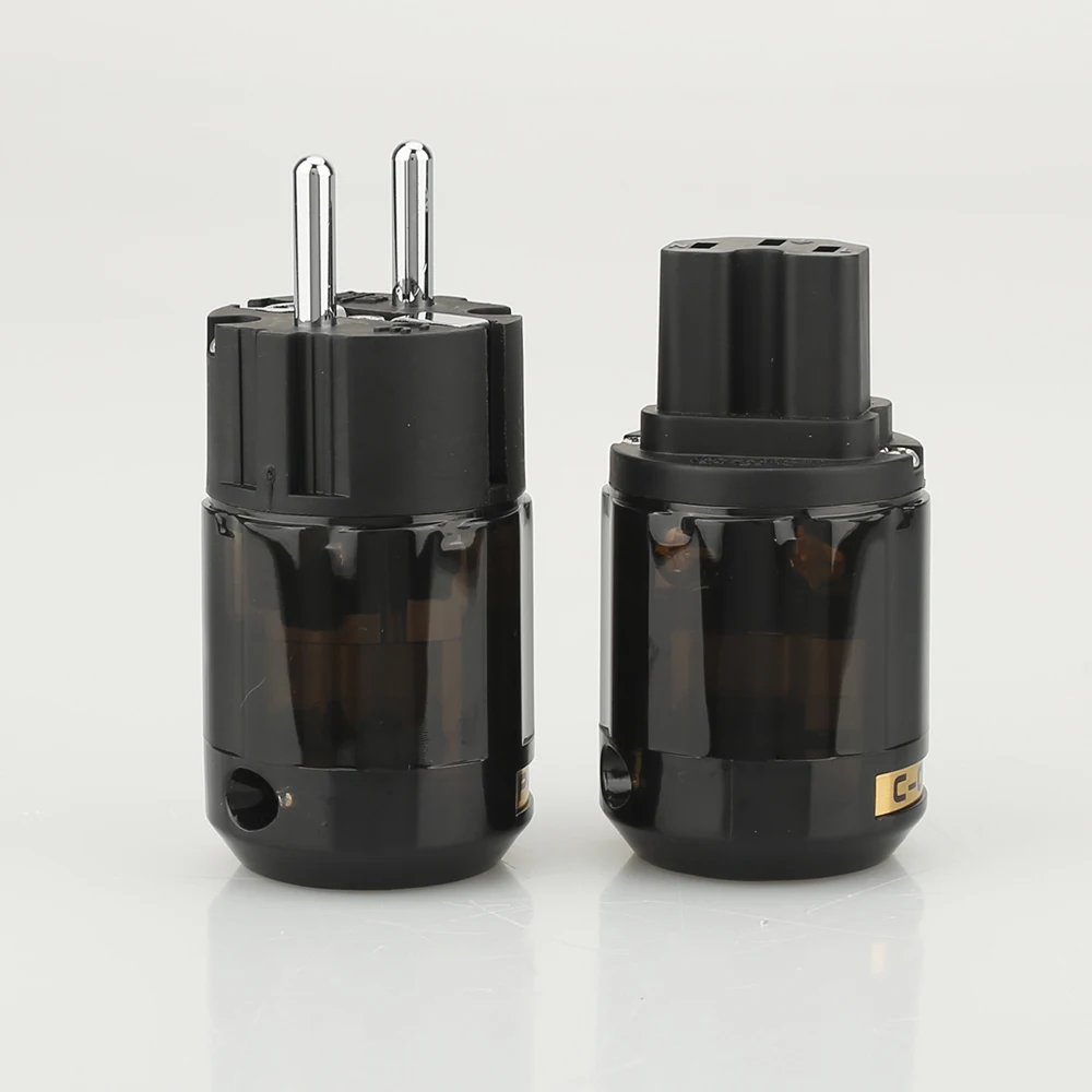 

High Quality Set P-004E Rhodium Platinum EU version Power Plug & C-004 IEC Connector hifi Electrical connector plug