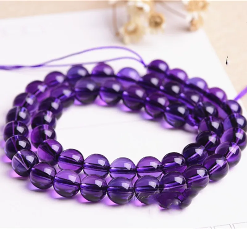 

Amethyst round 4/5/6/8/10/12mm loose beads nature for making jewelry necklace 36cm FPPJ wholesale