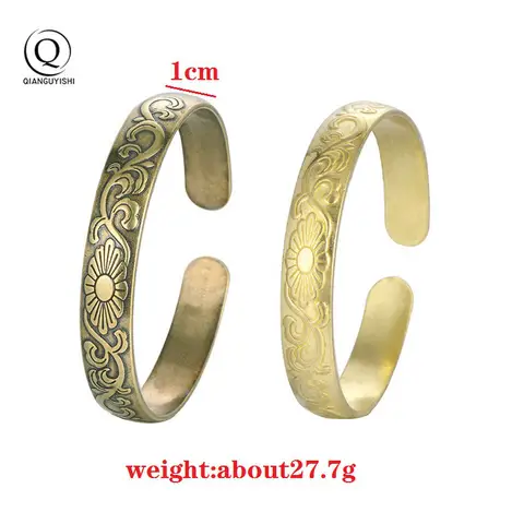 Retro Mässing Plommon Bossom Mönster Armband Klassiskt Ren Koppar Öppet Armband Antik Damarmband Dekor Alla Hjärtans Dag Gåvor 6 best sales mässingsarmband - №4