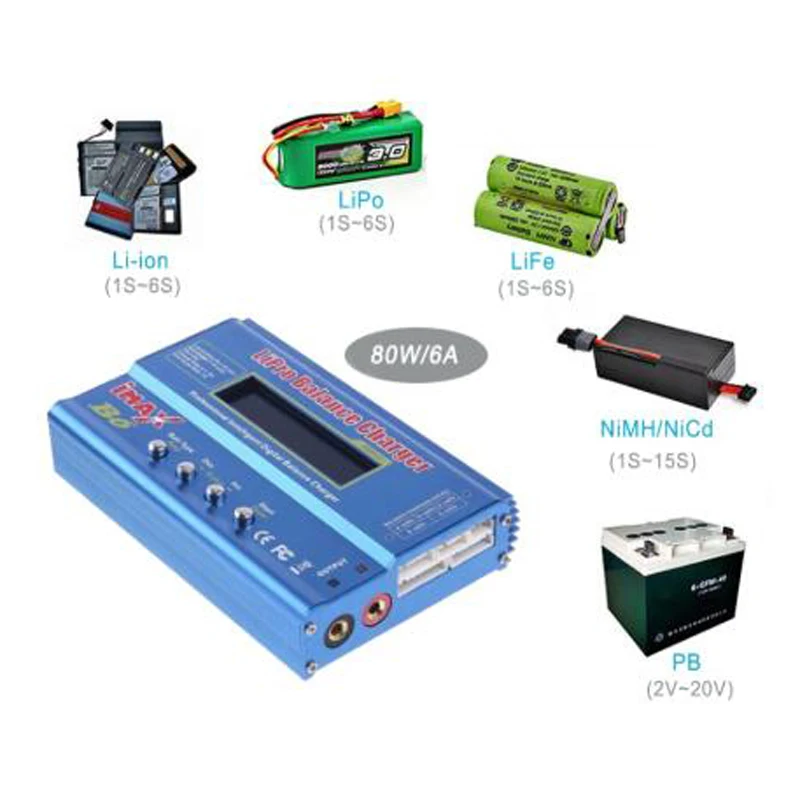 iMAX B6 b6ac 80W Battery Charger Lipo NiMh Li-Ion Ni-Cd Digital RC B6 Lipro Balance Charger Discharger + 12V 5A Adapter