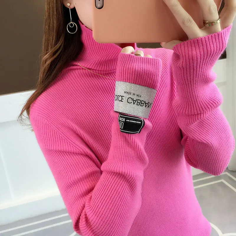 

Ladies Turtleneck Sweater Fall/Winter Korean Style Warm Knitted Base Shirt Slim Slim Hedging Long Sleeve Top