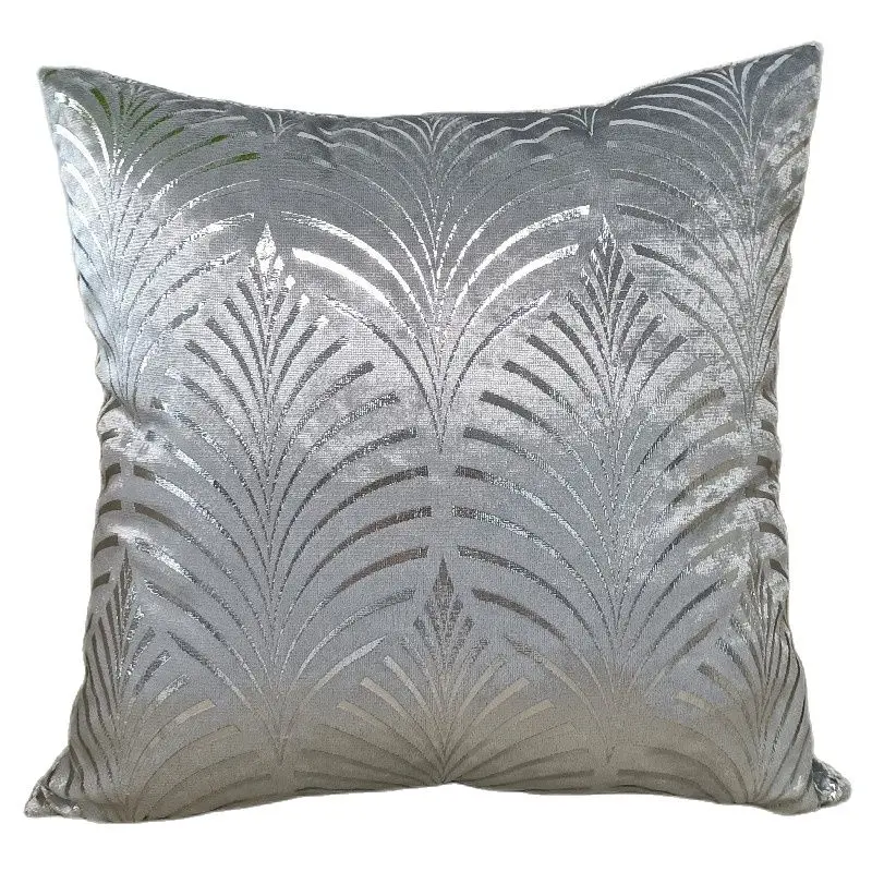 Hot Selling Silver Decorative Cushion Case Foil Stamp Square Velvet Cushion Cover Throw Pillowcase