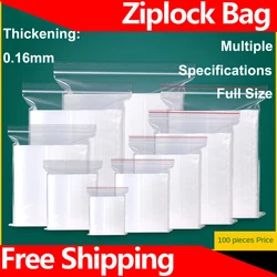 Ziplock Bag 16 Silk Zip Lock Plastic Sealing Bag100pcs Transparent PE Poly Bags Fresh Storage Food Envelope Bag Reusable Zip Bag