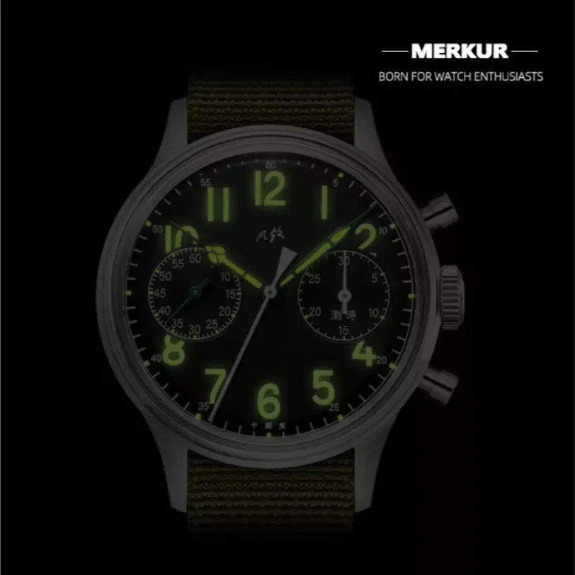 Merkur Retro 70 Vintage  Chronograph Mechanical Men\'s Complicated Acrylic 38MM Small Luxury Classic Wrist Watch