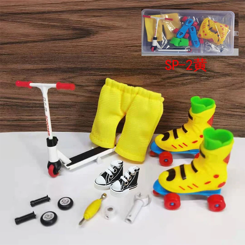 Alloy Finger Scooter Skateboard Shoe Accessories Set Two Wheels Skate Clothe Fingerboard Bikes Fingertip Novelty Toys Gift Child