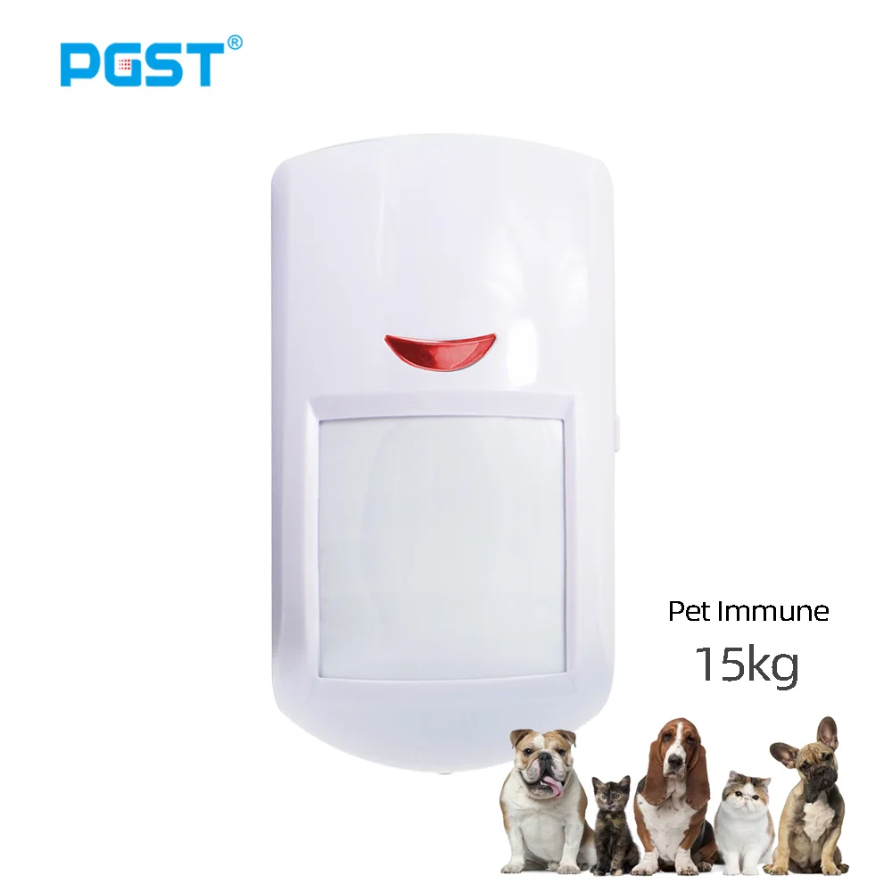 PGST PA96R Pet Immune Motion Detector Infared Wireless PIR Sensor Compatible with RF 433MHz Alarm System Security