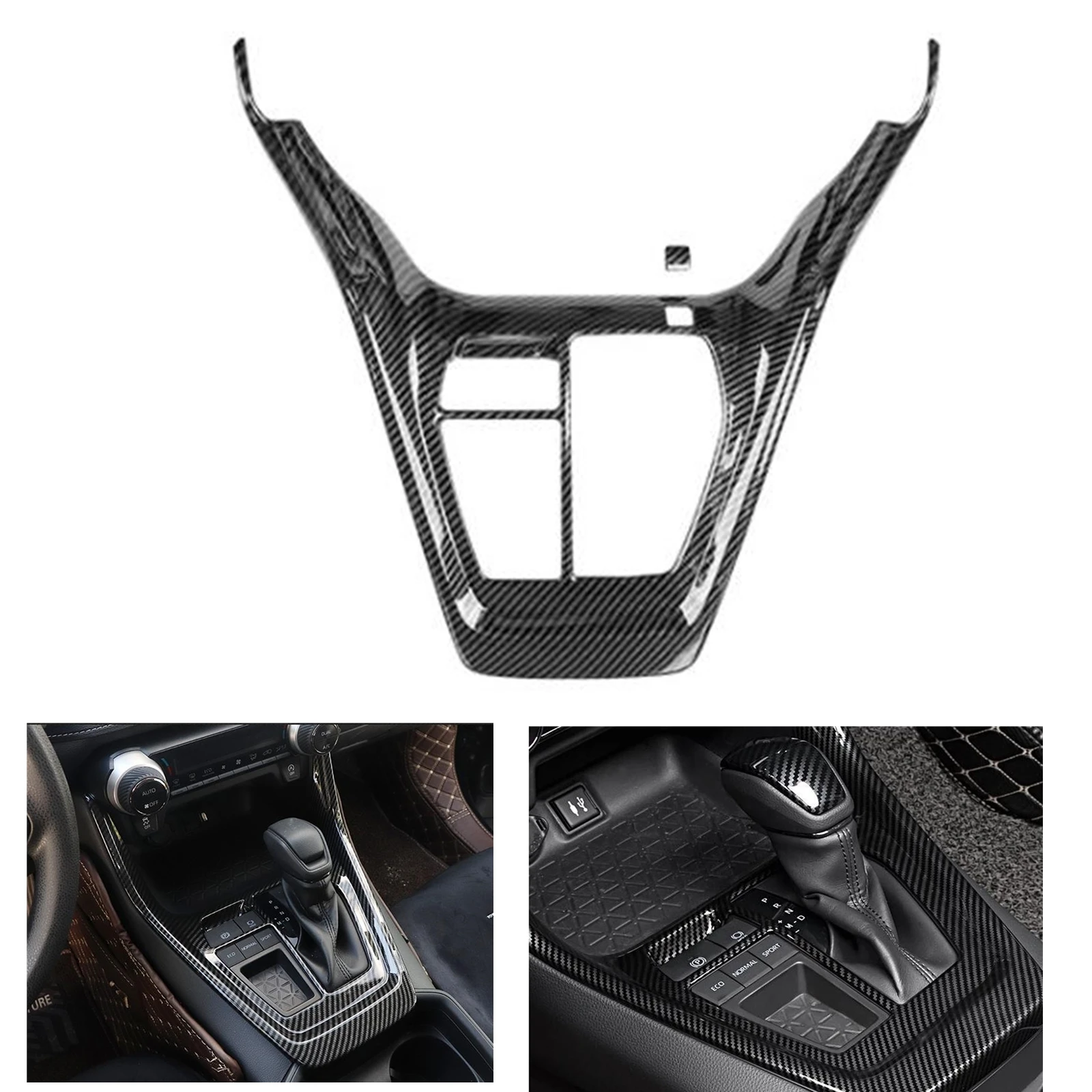 

For Toyota RAV4 2019-2023 ABS Carbon Fiber Look Car Gear Position Shift Box Panel Cover Frame Trim Sticker Shifter Console Strip