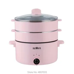 220V Multifunctional Electric Cooker Nonstic Heating Pan Electric Cooking Pot Machine Hotpot Noodle Rice Egg Soup double Steamer