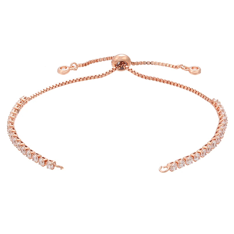 ZHUKOU 2.5x240mm Sparkling Brass Cubic zirconia Crystal Bracelet for Women Charm Bracelet Bangles for Lady Handmade Jewelry VL23