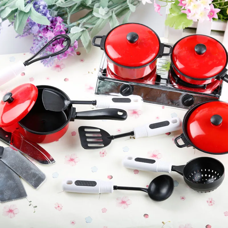 Kitchen Gadget Sets 13pcs Mini Cooking Pot Pan Prentend Play Kit Simulation Kitchen Utensils