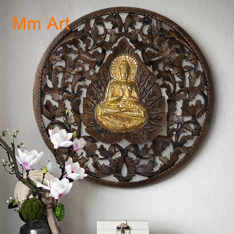 Eitai National Wood Carving Southeast Asian Chinese Retro Buddha Statue Zen Decoration