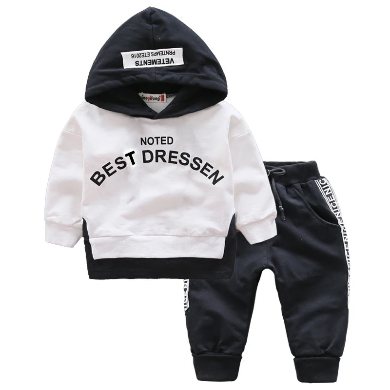 Spring Autumn Fashion Children Clothes Baby Girls Clothing Set Boys Cotton Hooded T-Shirt Pants 2Pcs Sets Casual Kids Tracksuits