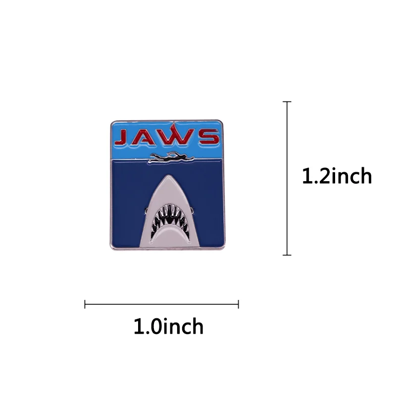 JJaws Swimming Man & The Shark Brooch Great Movie themed Badge Film Poster Badge Cute Gift for fans