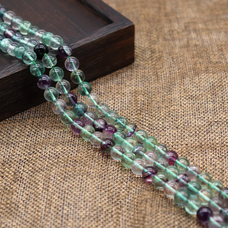 AA Good Quality Not Glass Nature Stone Green Fluorite Round Bead 6MM 8MM 10MM Four Fashion Jewelry Making Necklace Bracelet