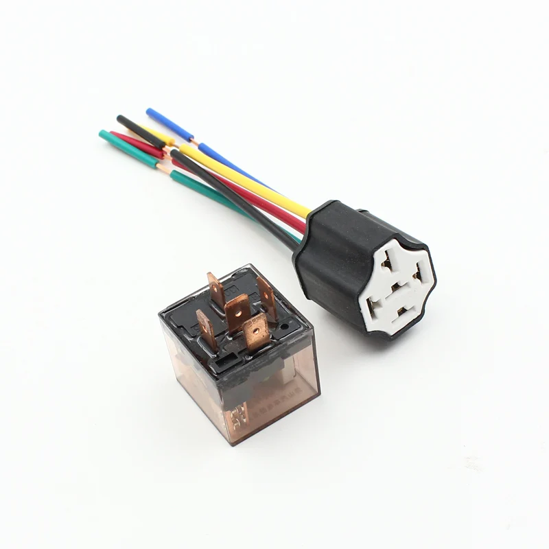 Araba şeffaf SPDT 80A röle 4Pins 5Pins 12 Volt bobin DC 24V seramik röle kablo demeti soketi fiş