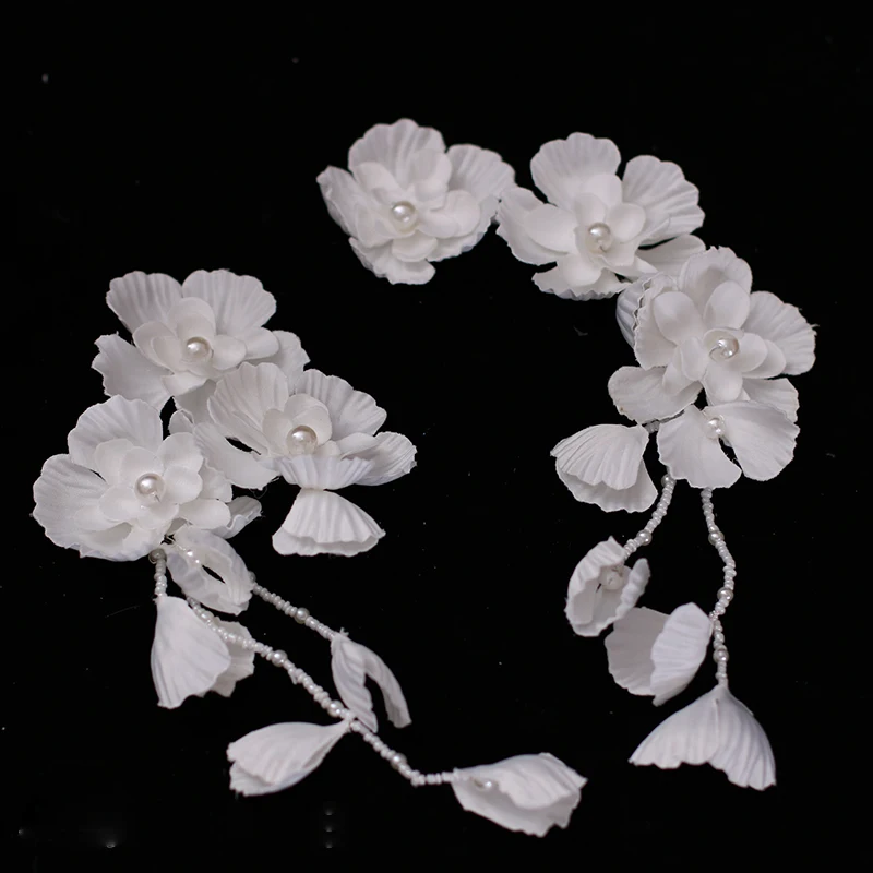 Tocado de flores hecho a mano de hada blanca, Tiara con cuentas y borlas para novia, nuevo diseño, barato