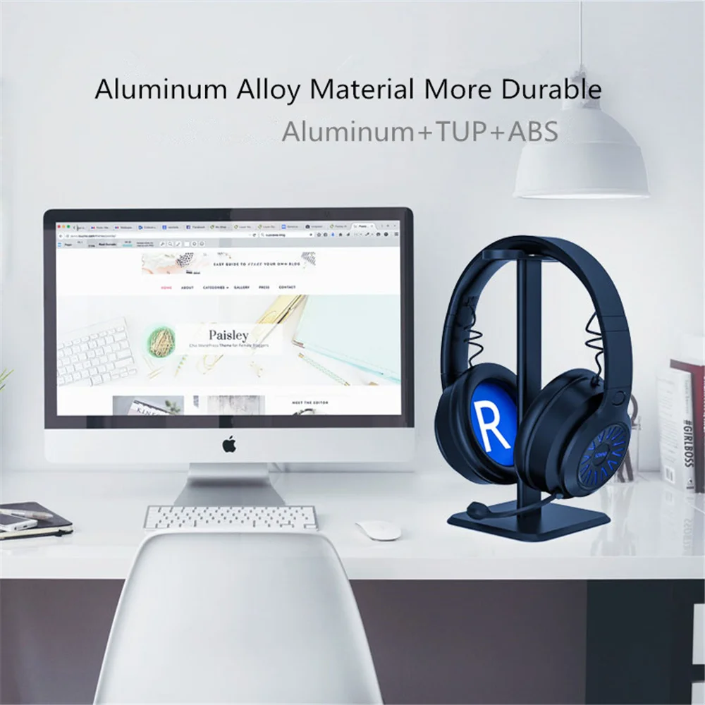 AIKSWE-soporte estable para auriculares, barra de soporte de aluminio ABS, Base antideslizante, soporte para auriculares para todos los tamaños