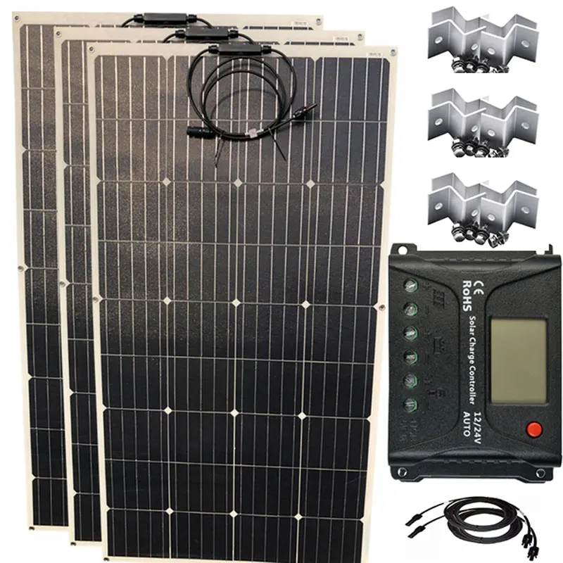 

Solar Kit Complete 300w 450w Flexible Solar Panel 150w 18V Solar Controller 12v/24V 20A Battery Charger Caravan Camping Car