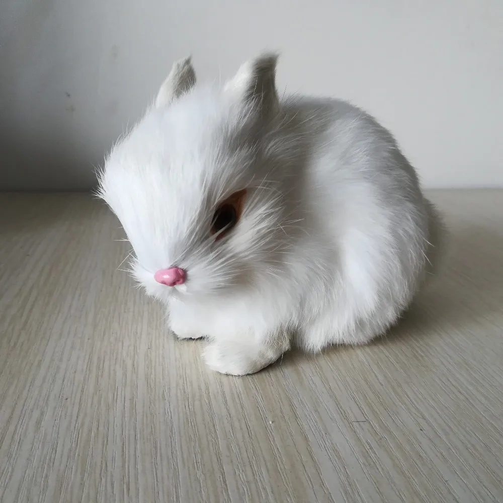 white rabbit about 13x10cm toy polyethylene&furs simulation rabbit hard model ,home furnishing decoration gift b2898