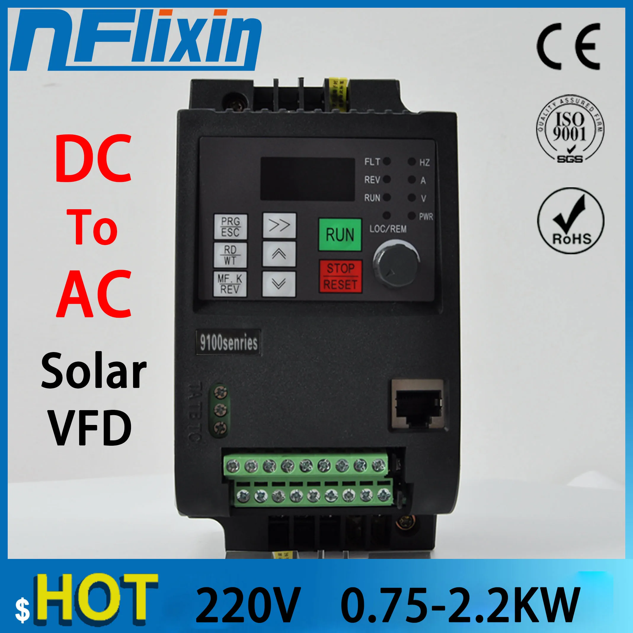 VFD 2.2KW DC400-800V or AC 380V 3-Phase Input and Output 3-Phases 380V Solar Frequency Inverter For Vacuum pump Moto