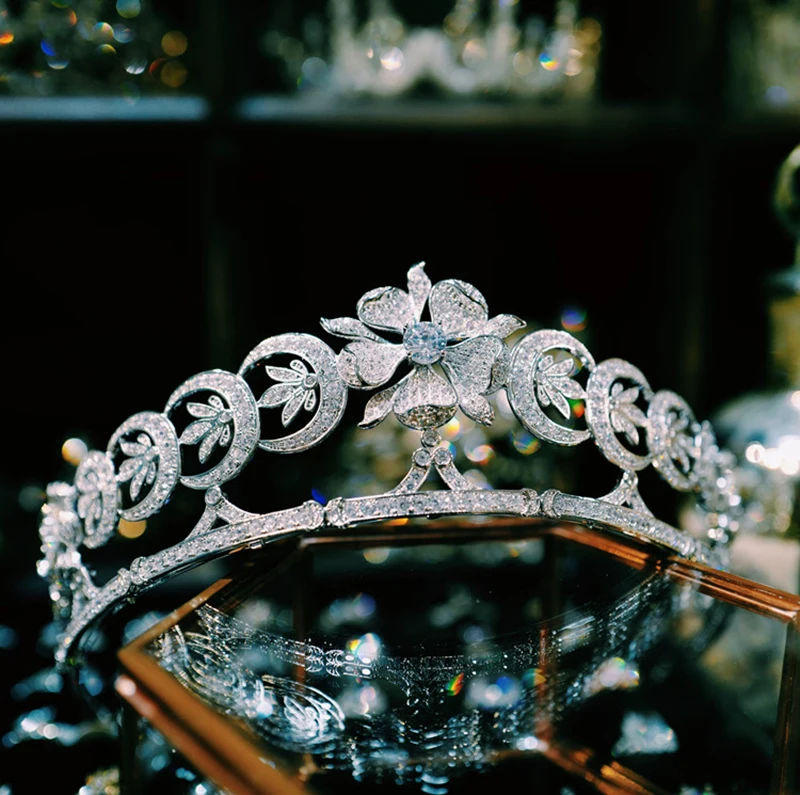 Niushuya-tiaras de noiva com zircônia, completo, acessório para casamento, coroa, cristais, faça você mesmo