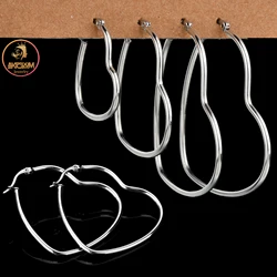 Akizoom New Fashion Heart Shape Earring Stainless Steel Punk Hoop Earrings Jewelry for Women Girls Party Birthday Gifts