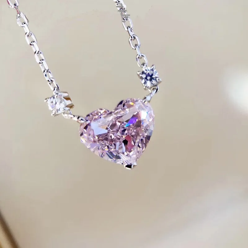 Charm Heart cut Topaz Diamond Pendant 100% Real 925 Sterling Silver Wedding Pendants Necklace For Women Bridal Choker Jewelry