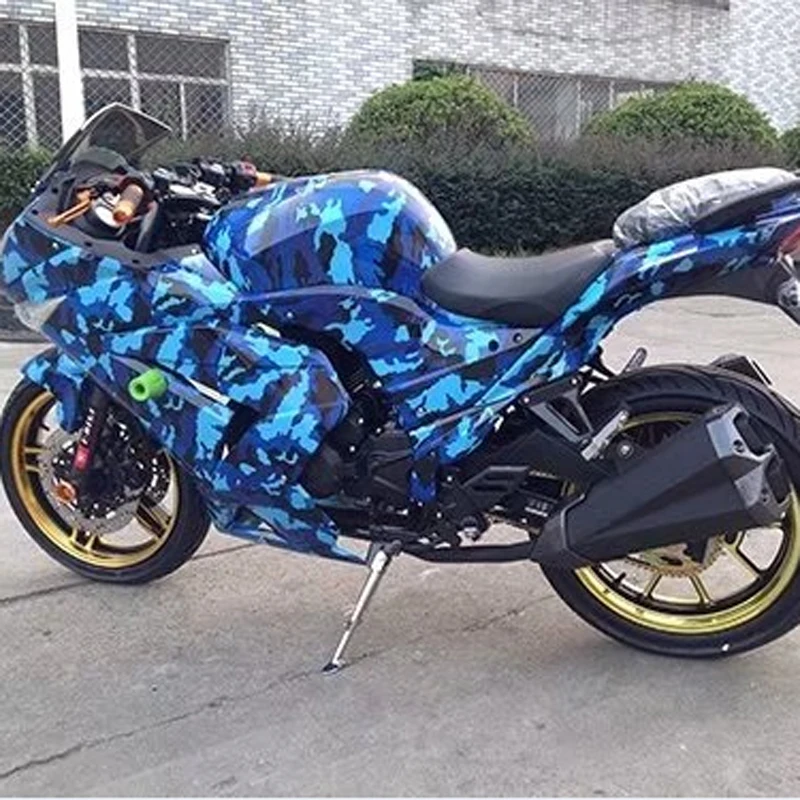 Blue Camouflage Vinyl Foil Snow Camo Car Wrap Film with Air Bubbles Free Adhesive Scooter Motorcycle Car Sticker Wrapping