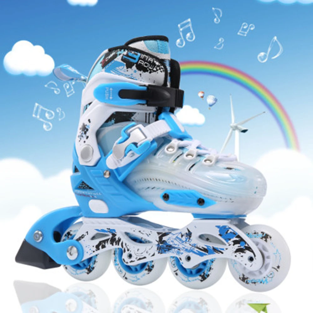 Patines de ruedas de velocidad patines de ruedas patines en línea para niños flash ajustable hombres y mujeres niños flor plana