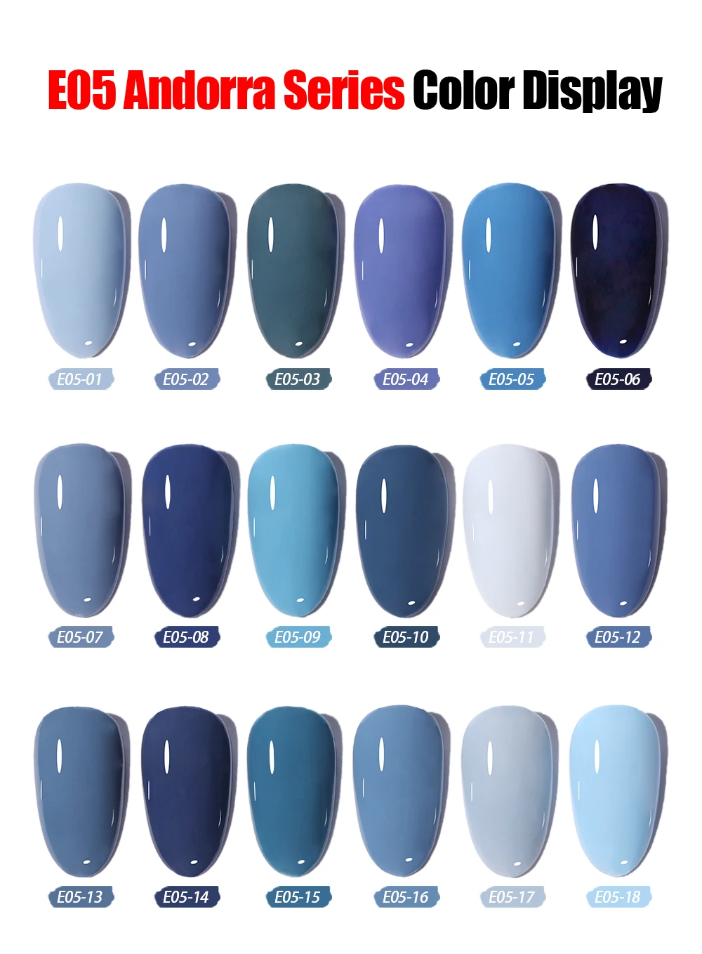 Vendeeni 18 Farben Blau Cyan Gel-Nagellack Semi-Permanent UV LED Soak-Off Gel-Lack Grau Kühle Farbe Gel-Lack für Nagelkunst – Detail 4