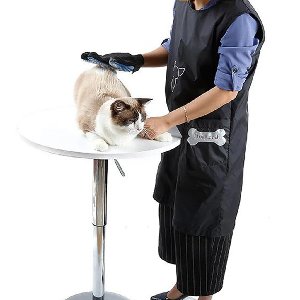 Sleeveless Pet Grooming Apron Professional Pet Salon Workwear Smock with Pocket Waterproof Grooming Apron Smock for Cat Dog