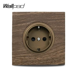 Wallpad Wood Color Wall Socket Aluminum Panel USB Charger Outlet EU French UK Universal Power Outlet Low Price