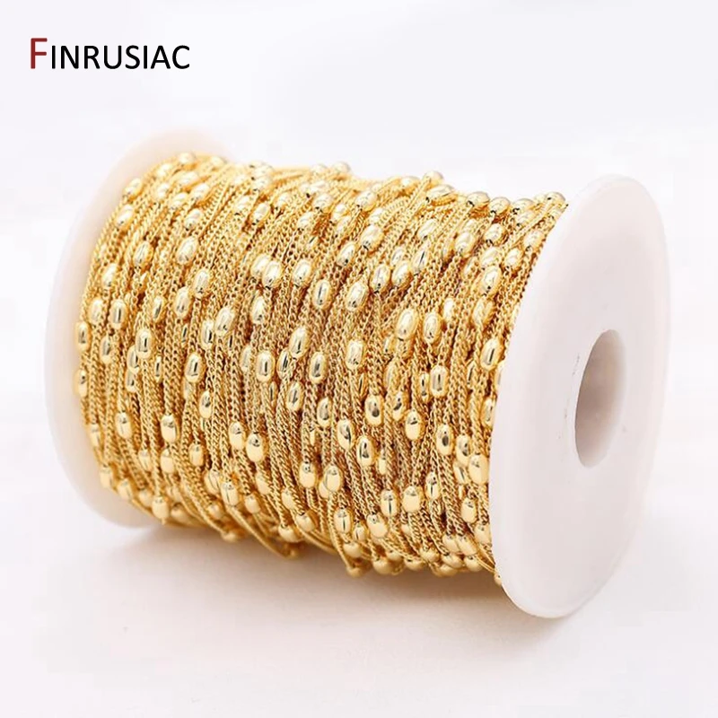 3*5mm bead Chain 14k gold plated Chain Supplies handmade DIY sweater chain earrings necklace bracelet making material