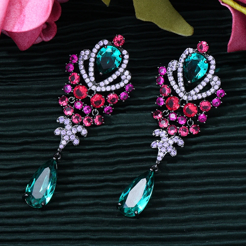 

missvikki Luxury Multicolor Long Drop Earrings For Women Wedding Cubic Zirconia серьги Jewelry серьги 2021 тренд New Trendy