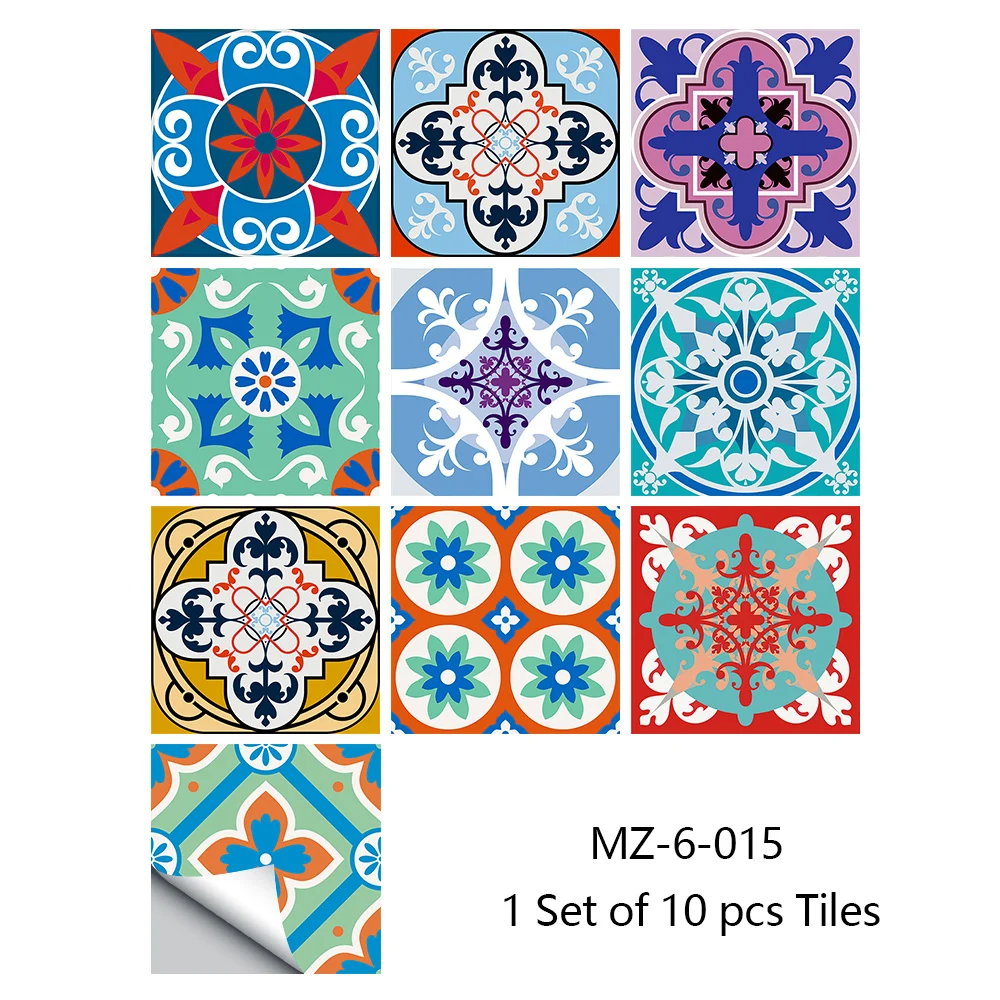 10/15/20cm Mandala Style Matte Surface Tile Sticker Peel & Stick Decoration Film For Tiles /Ground in Kitchen Wardrobe Wallpaper