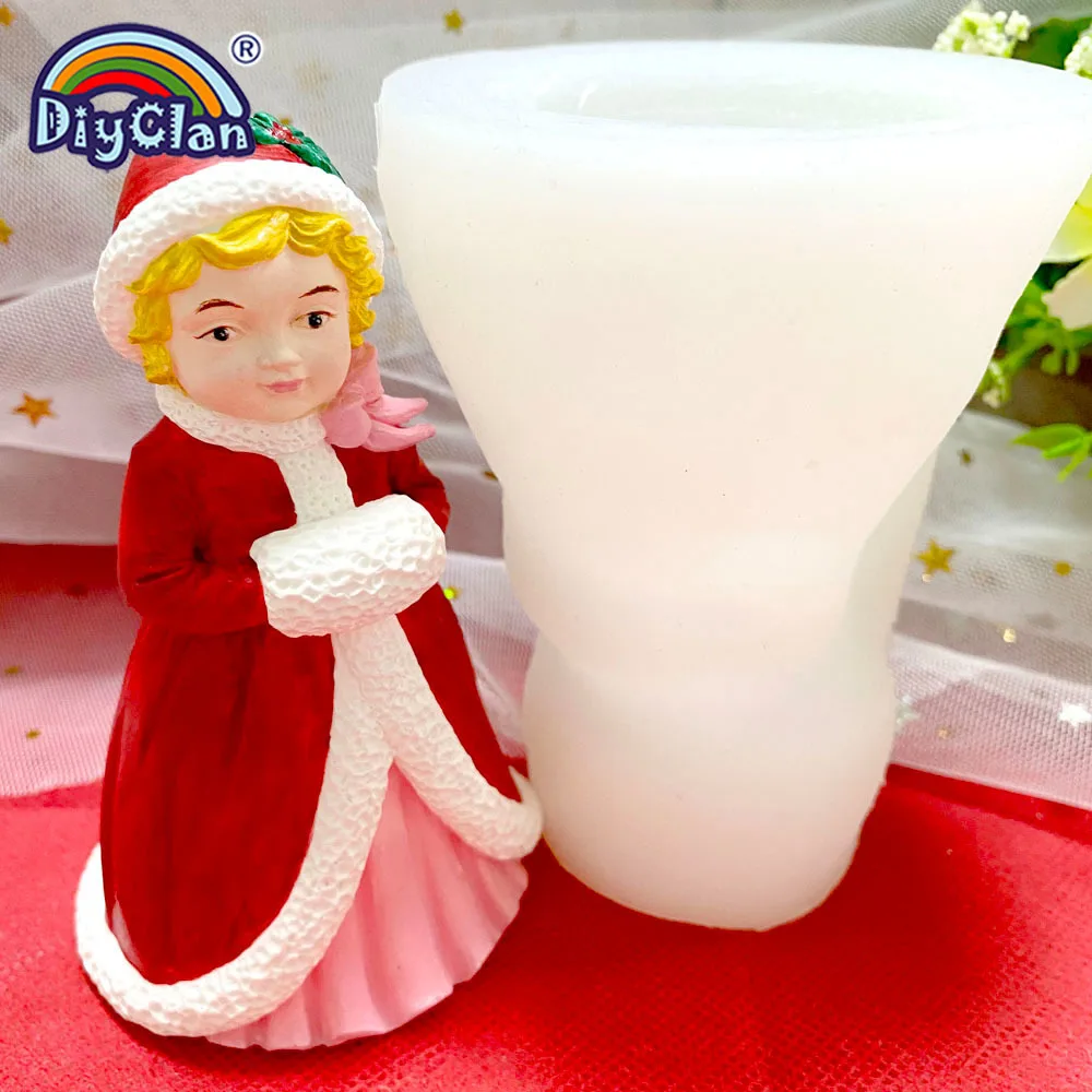 Christmas Princess Model Silicone Mold For Gypsum Chocolate Soap Candle Mold 3D Handmade Form Fondant Cake Decorating Tools