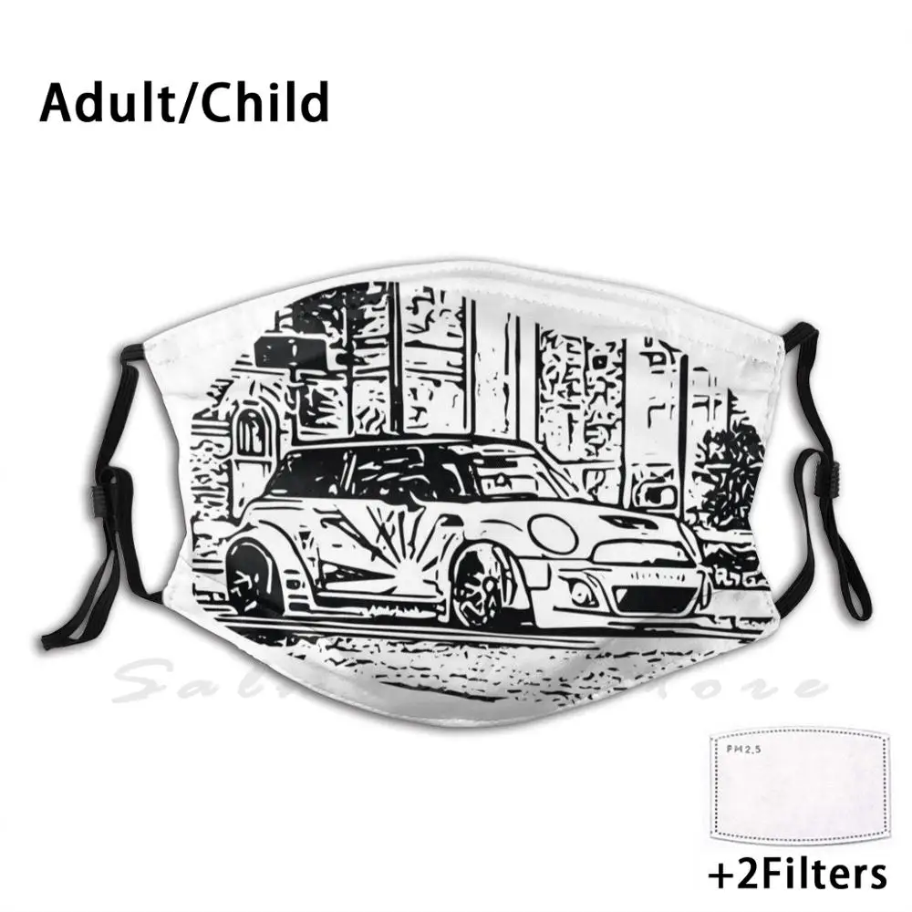 Masque buccal anti-poussière à filtre lavable Mini Print, Mini Moris Cooper Car London