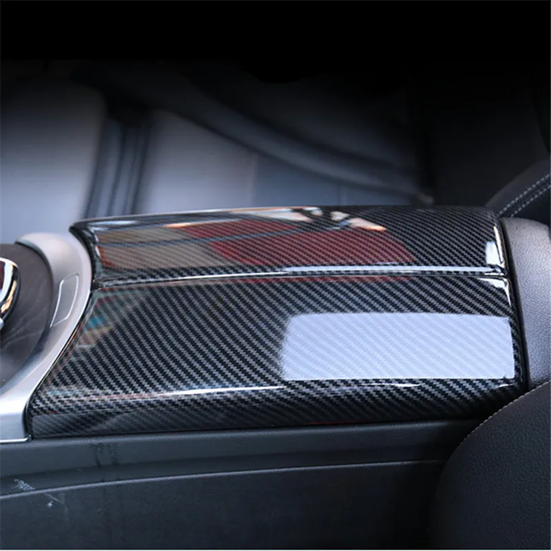 Center Console Armrest Box Panel Decoration Cover Trim Abs For Mercedes Benz E Class W213 260 300 2016-2019 Carbon Fiber Color