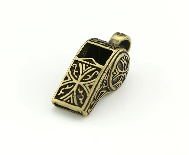 antique Handmade Brass outdoor survival whistle DIY ornament desktop Miniature Fitting Keychain ring Pendant accessories a3809