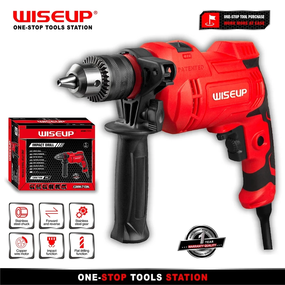 

WISEUP Impact Drill 2 Functions Electric Rotary Handle Hammer Drill Screwdriver Power Tools For Drilling Steel Wood Ceramic