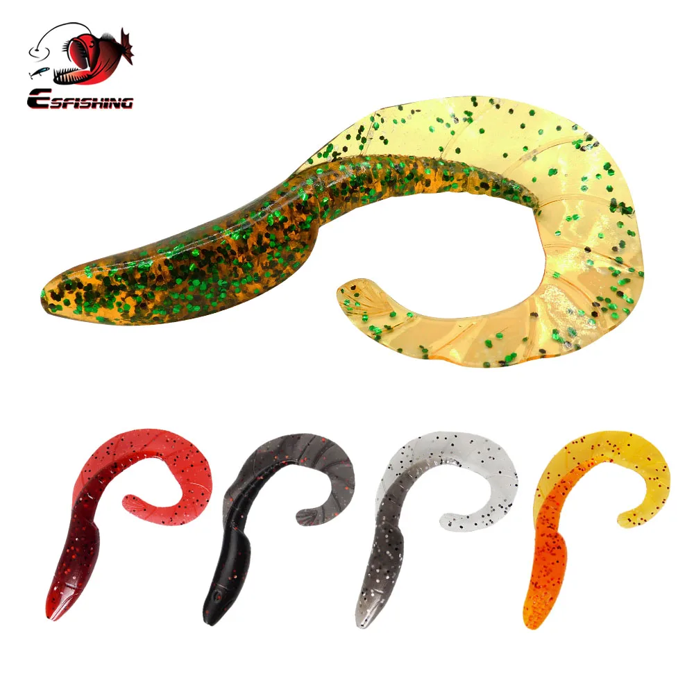 ESFISHING Quality Dragon Hog 90mm 10pcs Lifelike Single Grub Tail Isca Artificial Soft Silicone Bait Pesca Fishing Lure Tackle