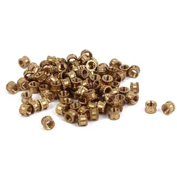 ABSF M3 x 3mm Female Thread Brass Knurled Threaded Insert Embedment Nuts 100PCS