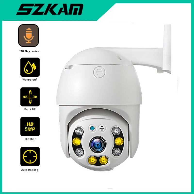 5MP HD PTZ WiFi IP Camera Wireless  Outdoor Security  Auto Tracking Home CCTV Surveillance H.265 Network Two Way Audio Onvif