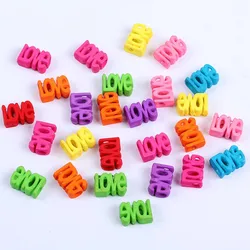 30Pcs 12x17mm Mixed Color Acrylic Frosted Straight Hole Love Beads For Jewelry Making DIY Bracelet Necklace Accessories