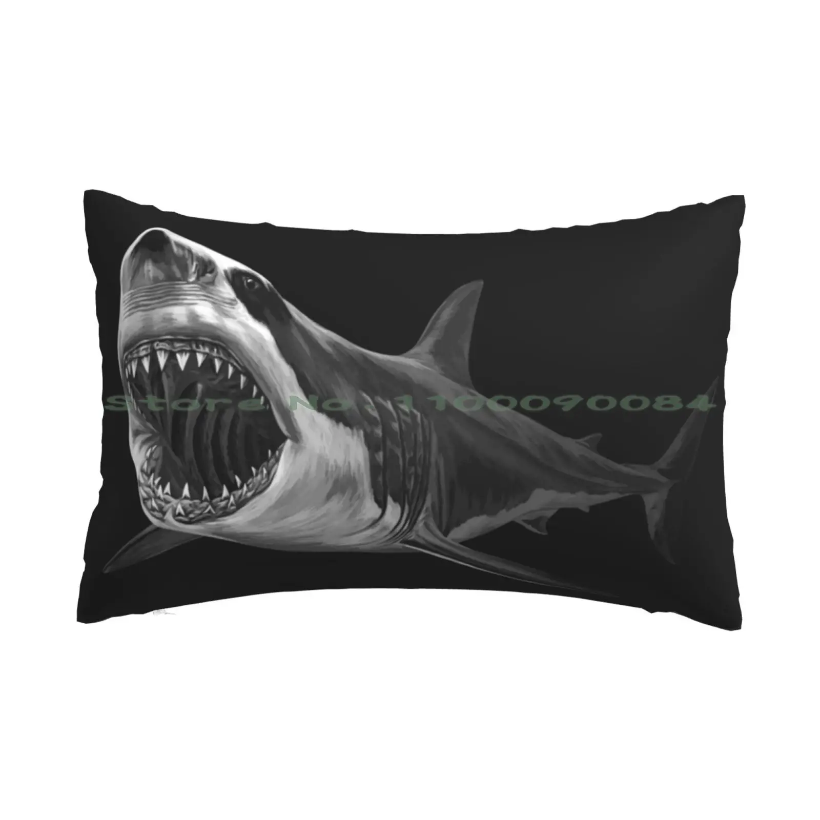 Great White Shark Pillow Case 20x30 50*75 Sofa Bedroom Great White Shark Ocean Shark Attack Sea Animals Wild Animal Long